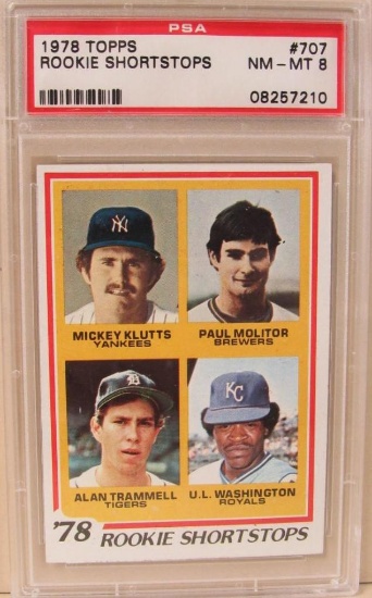 1978 Topps #707 Alan Trammell / Paul Molitor RC Rookie Card PSA 8