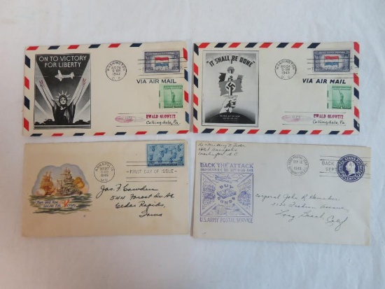 (4) US WWII Patriotic Comm. Postal Covers
