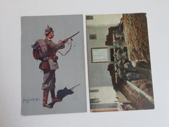 (2) Color WWI German Soldiers Postcards