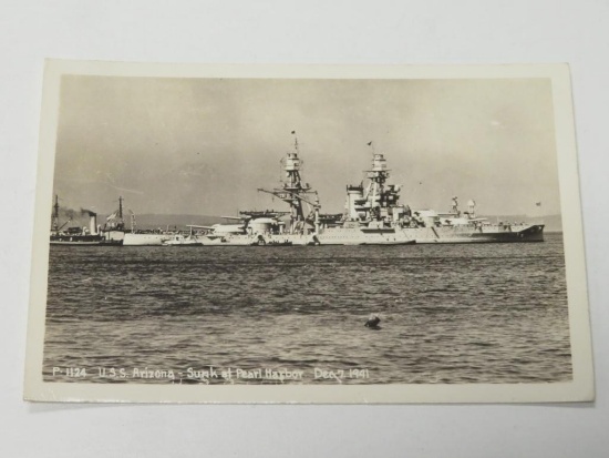 WWII Postcard of USS Arizona