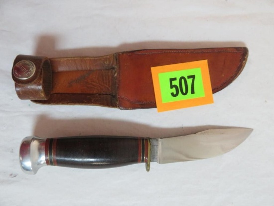 Outstanding Antique Marbles Gladstone 8" Fixed Blade Knife Buster Brown