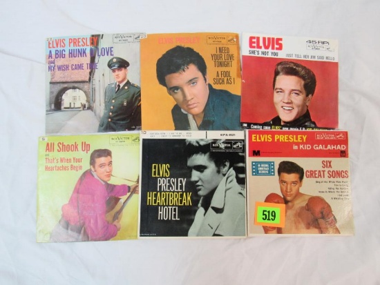 Lot (6) High Grade Elvis Presley 45 rpm Records in Original Picture Sleeves
