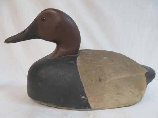 Vintage Solid Body Wood Duck Decoy with Glass Eyes