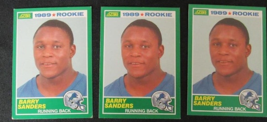 Lot (3) 1989 Score #257 Barry Sanders RC Rookie Cards