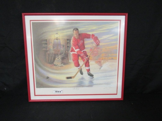 Outstanding Framed 23 x 20 Artist Proof Gordie Howe Litho. Artist Signed and Numbered