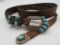 Signed Marcella James Native American Navajo Turquoise & Sterling Silver Belt Buckle on Leather Belt