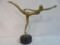Vintage Solid Brass Abstract Dancer on Marble Base
