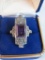 Beautiful Vintage Sterling Silver Amethyst & Marcasite Ladies Cocktail Ring