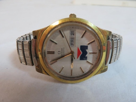 Dated 1977 Omega Automatic 25 Yr Service Award Wrist Watch from Mueller Brass Co.