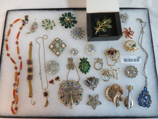 Case Lot of Vintage Costume Jewelry Includes Necklaces, Earrings, & Bracelets, Some Signed