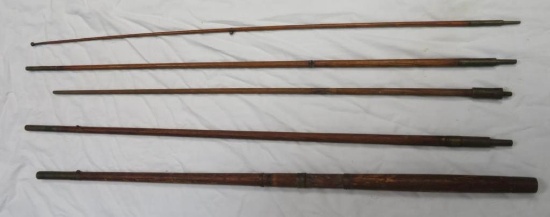 Antique Brass and Wood 5 Section Fishing Rod