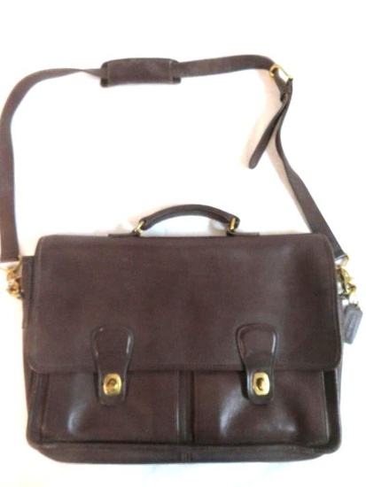 Vintage Authentic Coach Dark Brown Leather Laptop Bag
