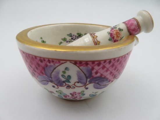 Beautiful French Porcelain Apothecary Mortar and Pestel