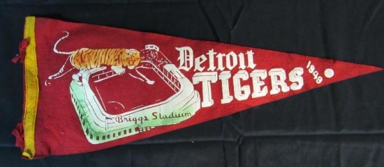 Outstanding 1949 Detroit Tigers Briggs Stadium Felt Pennant