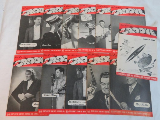Lot (12) Rare 1940's RCA Victor "In the Groove" Music Magazines