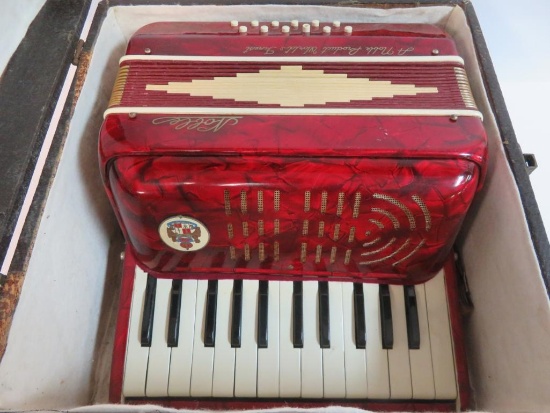 Antique Noble 12" Piano Accordian In Case