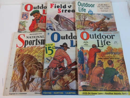 Lot of (6) 1930's Sportsmen and Outdoor Life Magazines