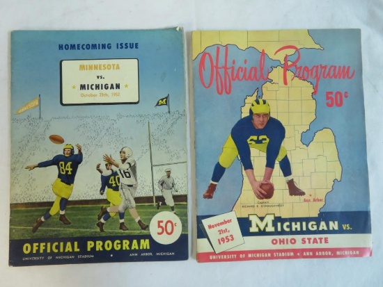 (2) 1951 & 1952 Michigan U of M Football Programs Including Ohio State