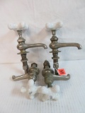 Lot of (4) Antique Water Spigots with Porcelain Handles