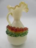 Antique Victorian Art Glass Vase with Applied Decoration