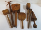 Grouping of Vintage Primitive Wood Kitchen Utensils / Tools