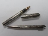 Antique Sterling Silver Mabie, Todd & Co Swan Fountain Pen and Mechanical Pencil Set