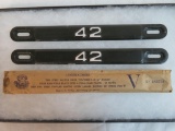 Rare NOS Matched Set WWII War Effort 1942 License Plate Tabs