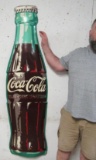 Outstanding 1949 Dated Coca Cola Coke Embossed Metal 6 Ft 3-D Bottle Sign