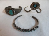 Lot of (3) Native American Sterling Silver and Turquoise Bracelets