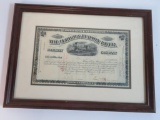 Antique 1904 The Lehigh & Hudson River Railway Company Framed Stock Ceritficate