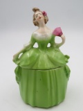 Antique Ephilia German Porcelain Madame Pampadour Powder Doll Dresser Box