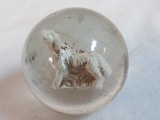 Antique German Sulfide Figural Marble with Dog