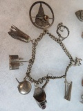 Lot of (4) Antique Sterling Silver Charm Bracelets