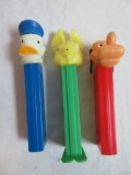 3 Vintage Pez Candy Dispensers Inc. Donald Duck and Pluto No Feet