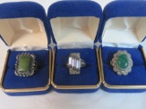 Lot of (3) Vintage Sterling Silver Ladies Cocktail Rings