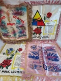 Lot of (4) WWII Silk Military Pillow Covers