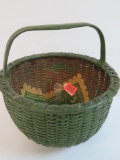 Antique 19th Century Green Painted Marked Basket