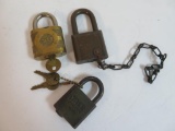 Lot of (3) Antique YALE Padlocks with Keys