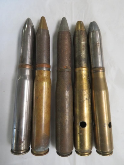 Lot (5) WWII 20mm Mk2 Cannon Shells. Ammo