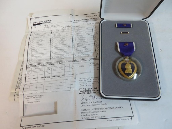 Outstanding Named U.S. Military Purple Heart Medal with Oak Leaf Cluster and Original Documents