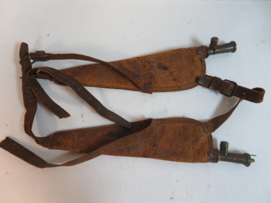 Early Antique Leather Gun Powder Horns