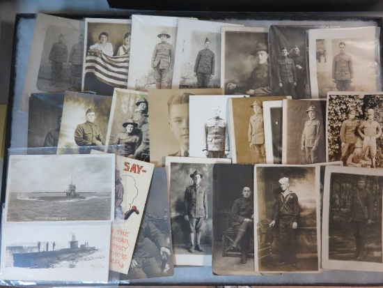 Lot of (28) United States WWI Real Photo Postcards