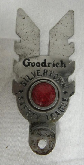 Antique Goodrich Silvertown Metal Advertising License Plate Topper