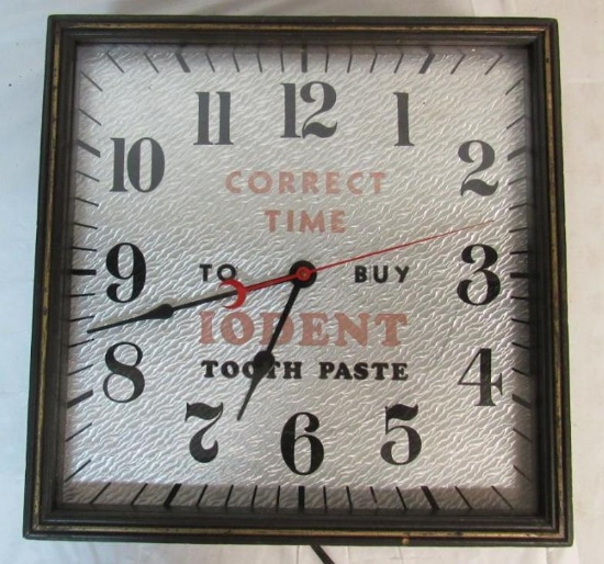 Rare Antique "Correct Time To Buy" Iodent Toothpaste Advertising Electric Clock