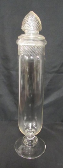 Large 20" Antique Dakota Cylinder Lidded Glass Apothecary Jar