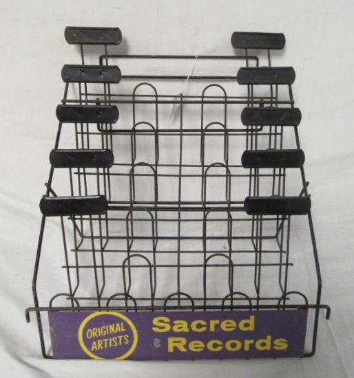 Vintage Sacred Records 45 RPM Metal Store Display Rack