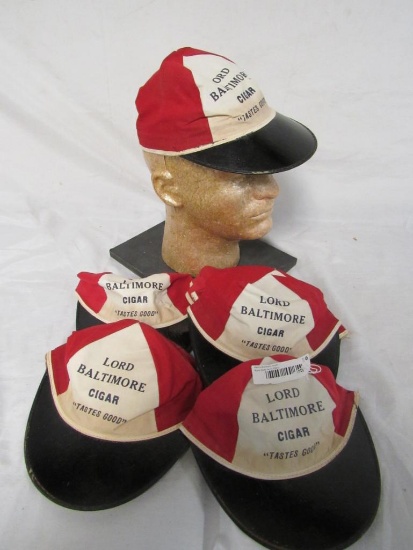 Lot (10) Antique Lord Baltimore Cigars Advertising Beanie Caps