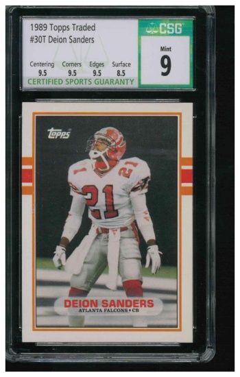 1989 Topps Traded #30T Deion Sanders RC Rookie Card CSG 9