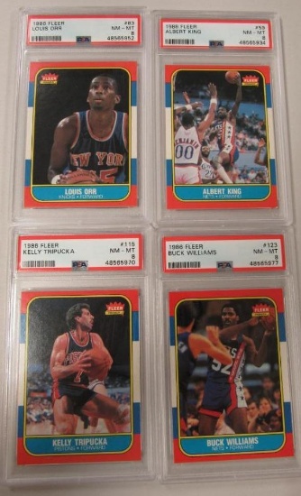 1986 Fleer Basketball Lot (4) All PSA 8 NM/MT