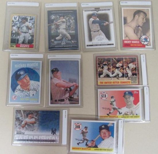 Lot (10) Modern Mickey Mantle Cards Incl. Inserts & Topps Triple Theads /559